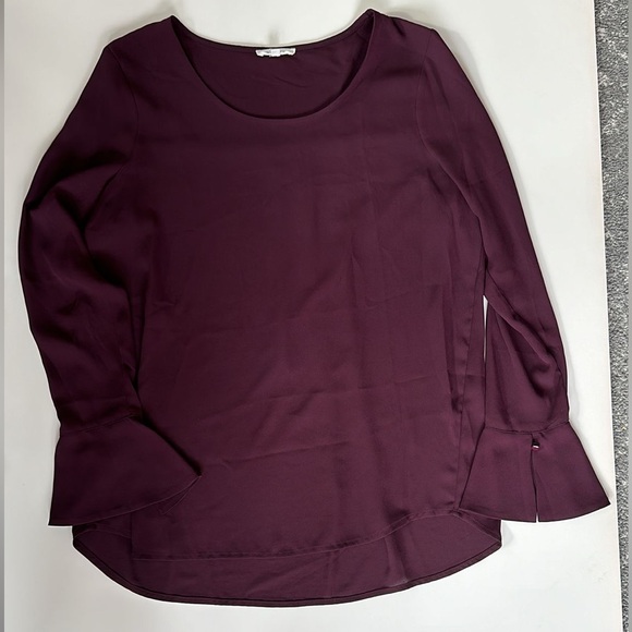 PLEIONE burgundy crepe chiffon top Nordstrom M - Picture 9 of 11